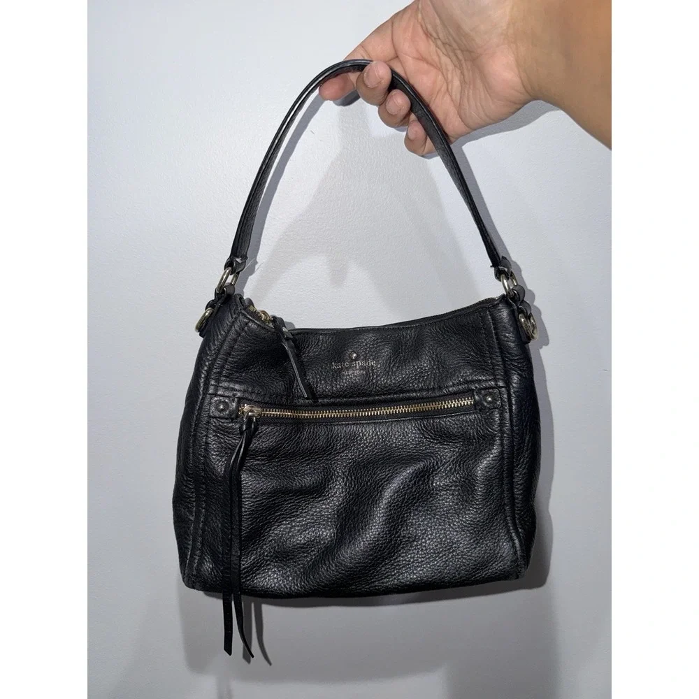 Kate Spade Michaela Chester Street Shoulder Bag Black Pebbled Leather Tassel M